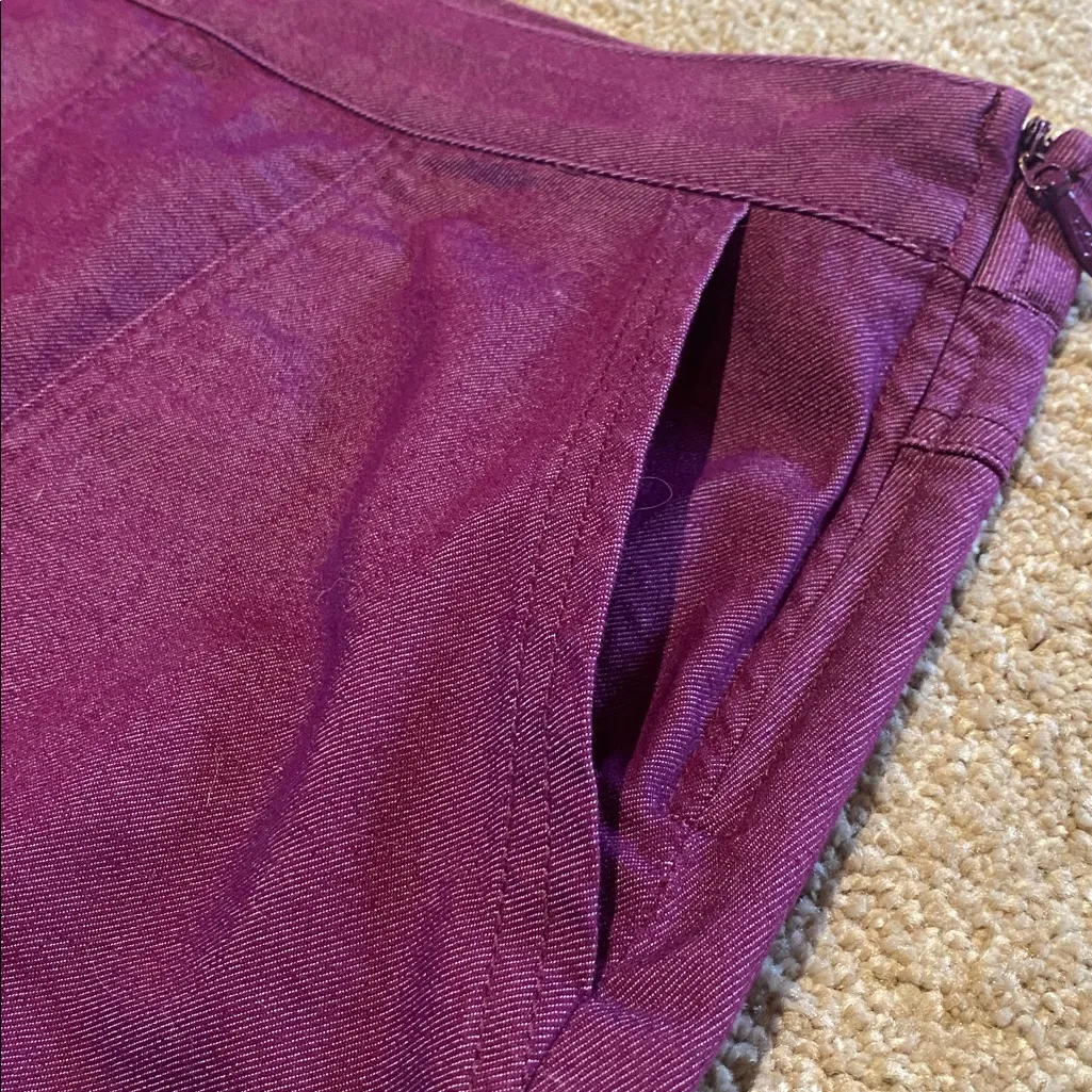 Prana Kara Stretchy Denim Mini Skirt w Pockets Purple Size 6 - Image 4