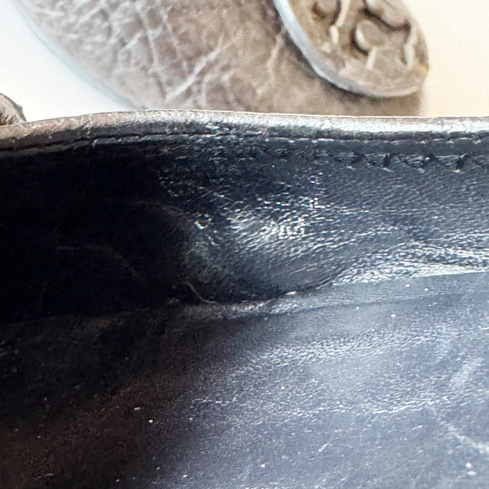 Tory Burch Reva Ballet Flat Matte Black Croc Embossed Leather Logo Size 8 Womens - Image 9