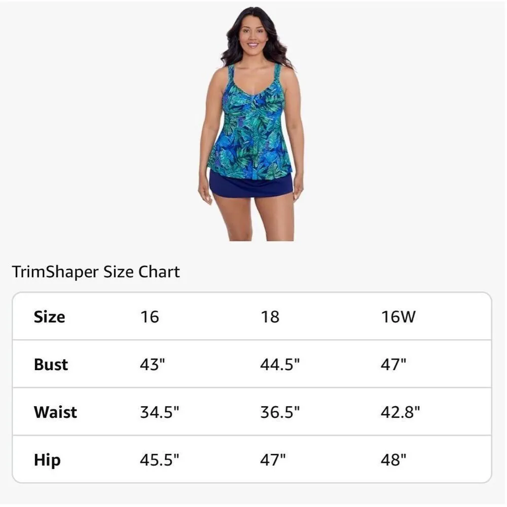 TrimShaper blue Lily modest sz 18 Tankini Swimsuit Top Pink - Image 3