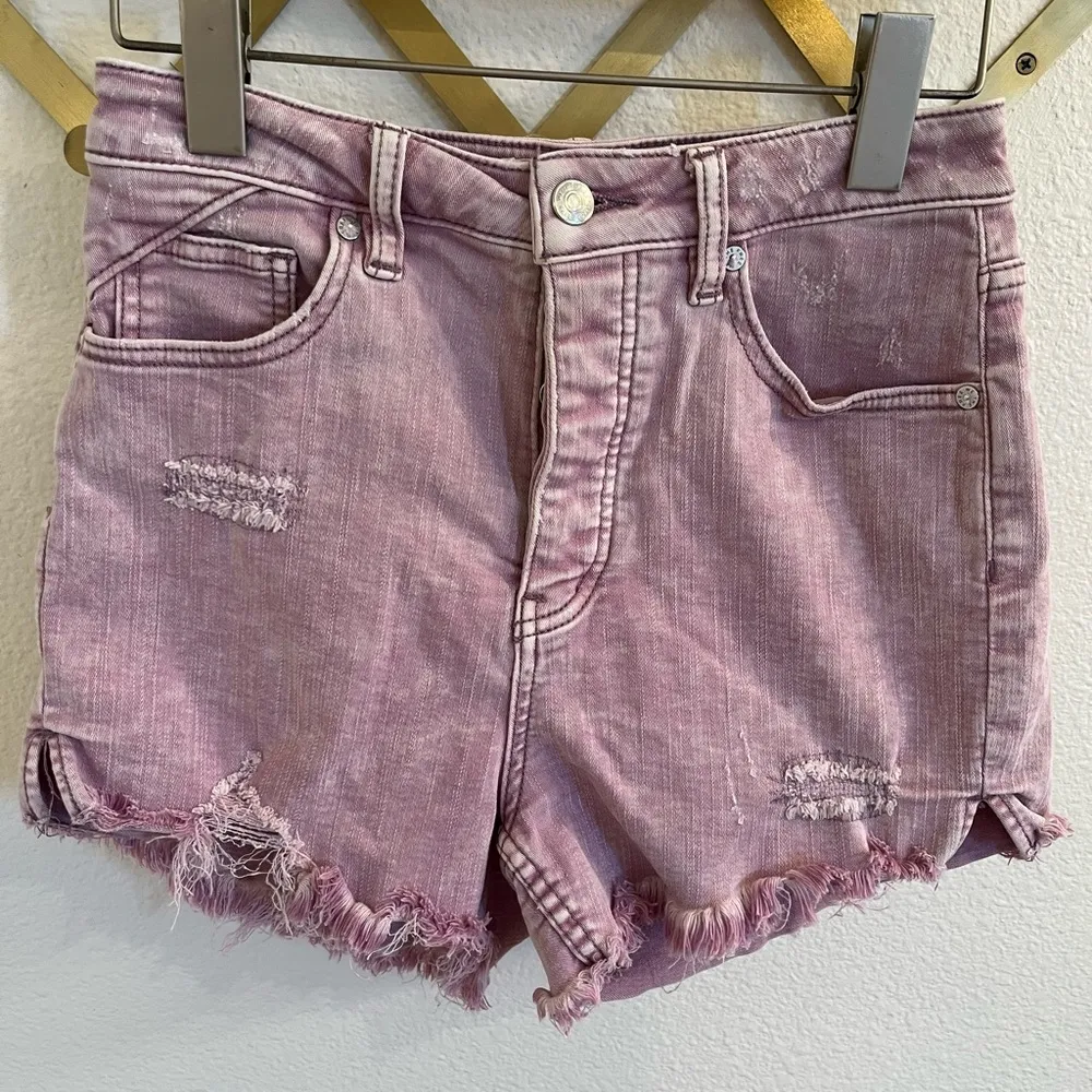 Free People CRVY Vintage High-Rise Shorts Lilac 26 - Image 2