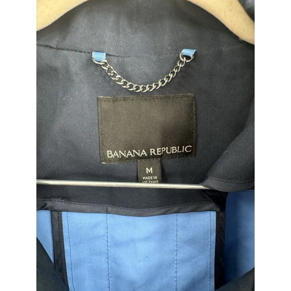 Banana Republic Water Resistant Jacket Women Medium Navy Blue Outdoor Classic - Image 3