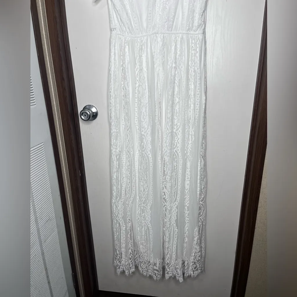 MEROKEETY White V-Neck Flutter Sleeve Maxi Dress - Image 8