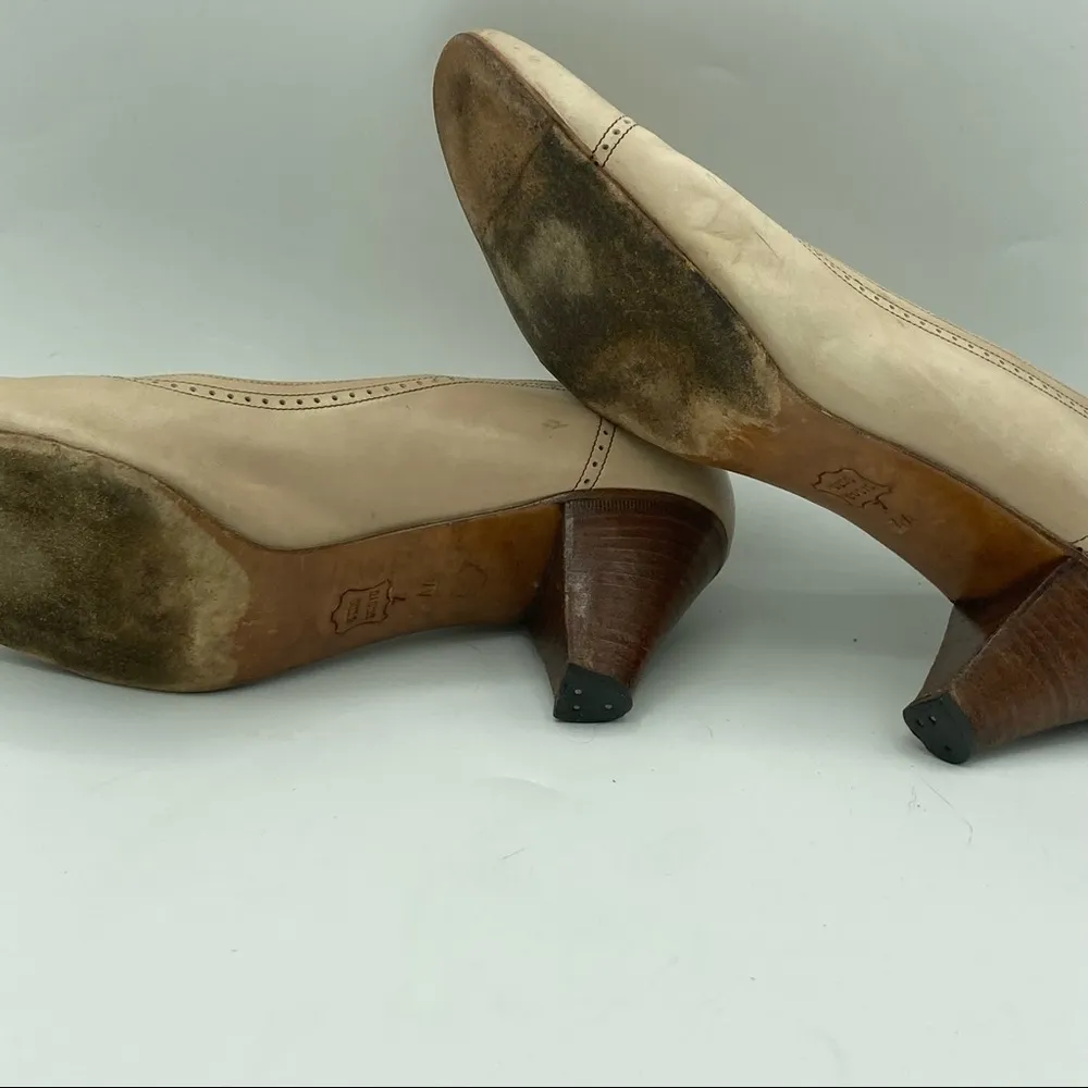 Vintage Bruno Magli kitten Heels TAUPE TAN dress shoes cut outs leather shoes Size 7 - Image 8