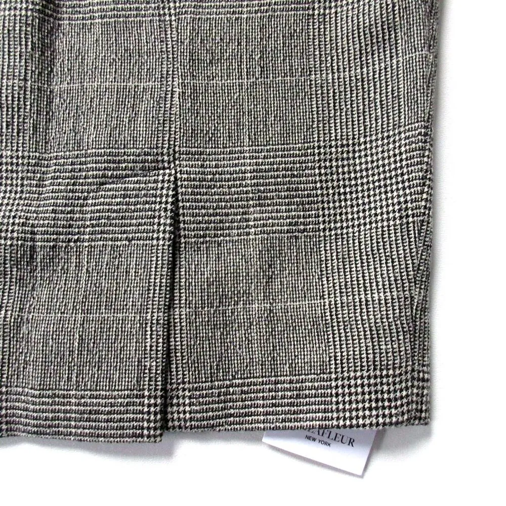 NWT MM. Lafleur Cobble Hill in Black Cream Check Plaid Wool Pencil Skirt +2 - Image 6