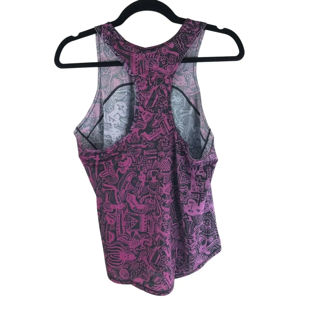 Janji Womens Helio Tech Singlet Tank Top Racerback Hi Low Arwin Batik Purple L Size L - Image 2