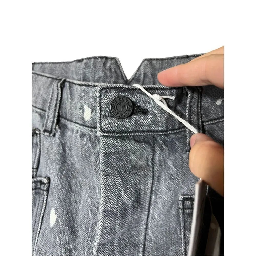 Sandrine Rose Womens Polka Dot Gray Wide Leg Button Fly Buckle Back NWT Size 28 - Image 6