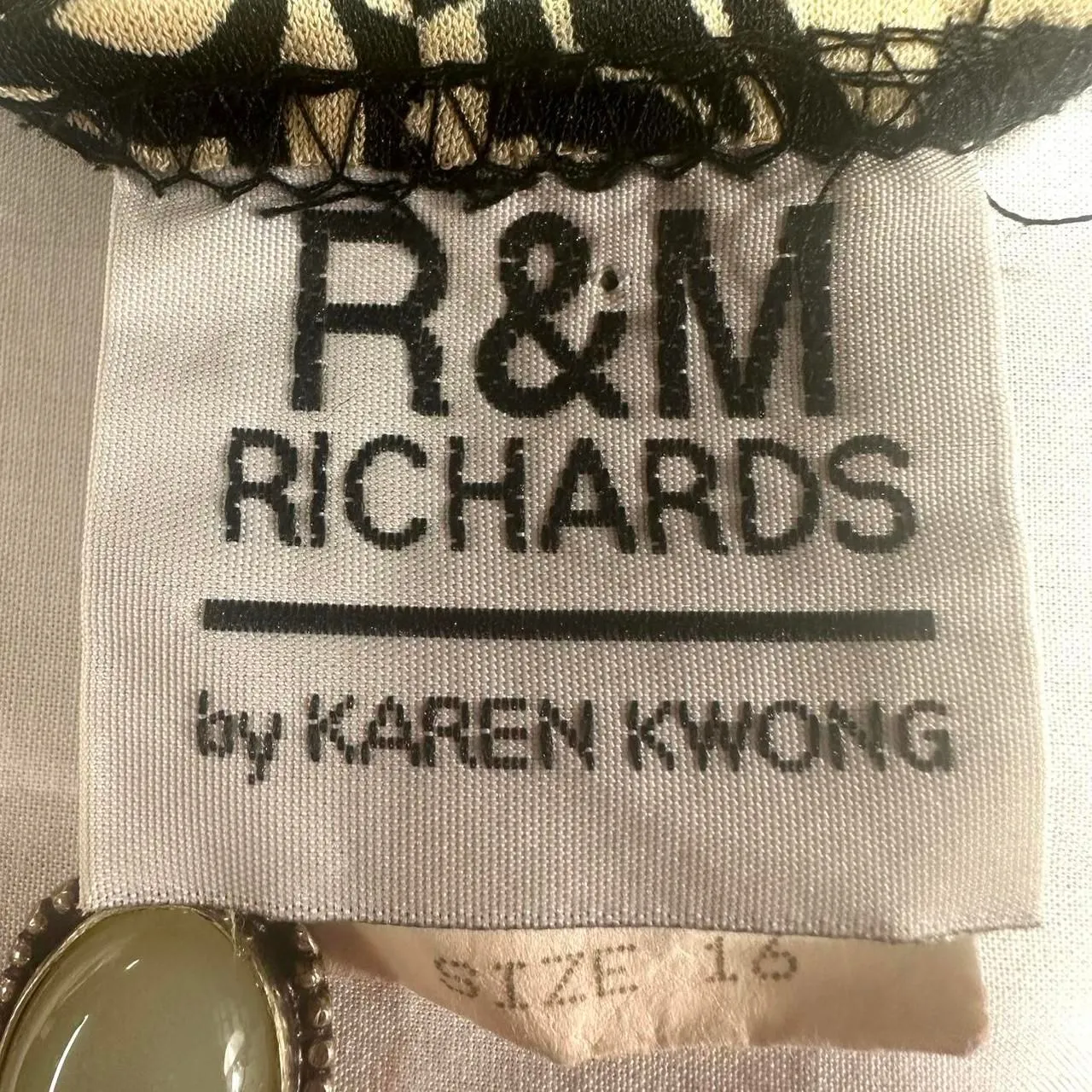 R&M RICHARDS 90s Black Tan Geometric Print Cowl Neck Tank Top Women Plus Size 16 - Image 3