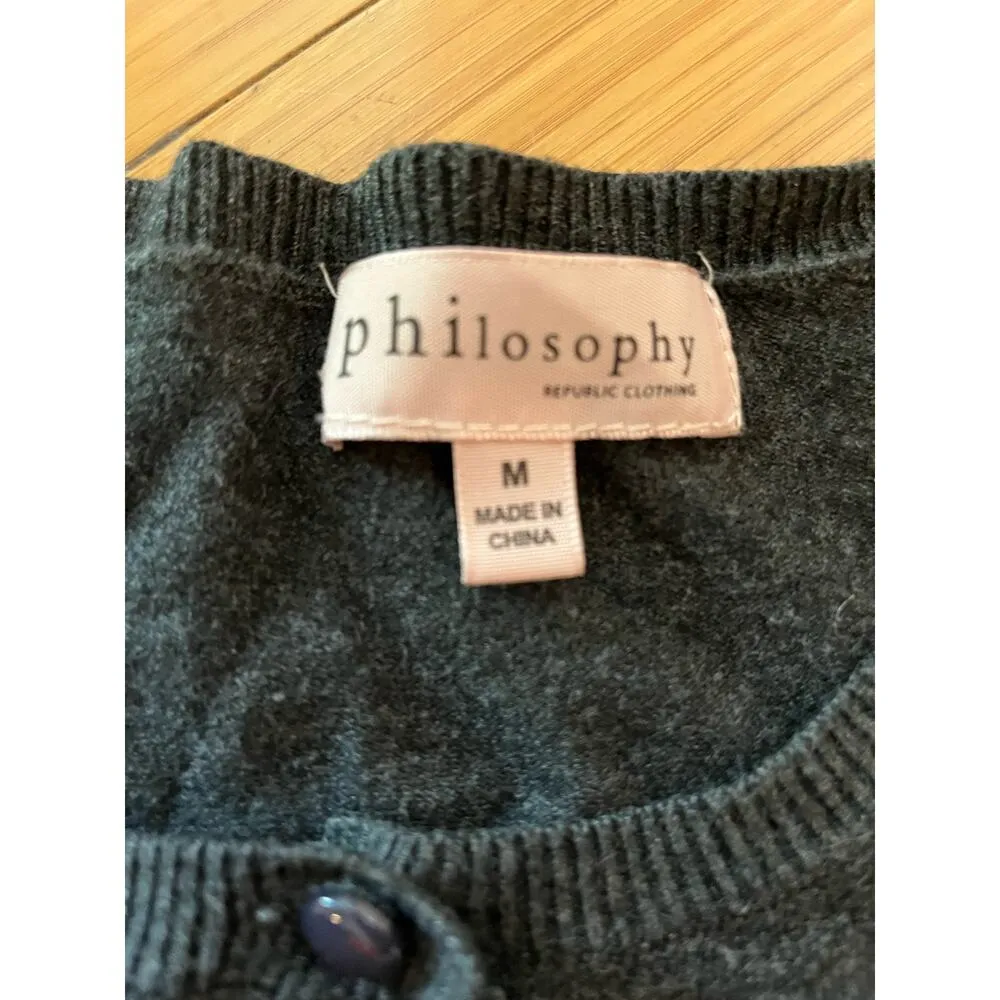 Philosophy Dark Academia Cardigan Sweater Women Medium Grandma Cottage Core - Image 9