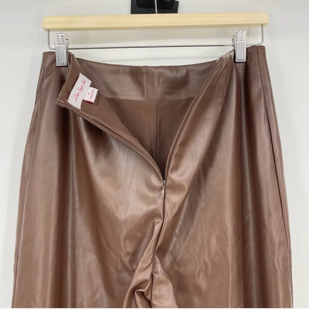 Lisa Says Gah Luisa Brown Faux Leather Straight Leg Pants, medium / large, EUC - Image 9