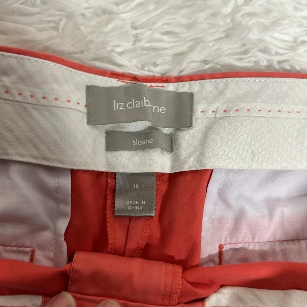Liz Claiborne Sloane Bermuda Shorts Melon Color Sz16 - Image 3