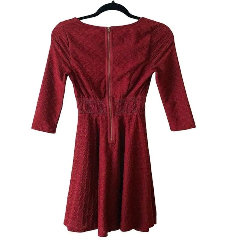 CIE Maroon Lace Fit & Flare Mini Dress - Image 2