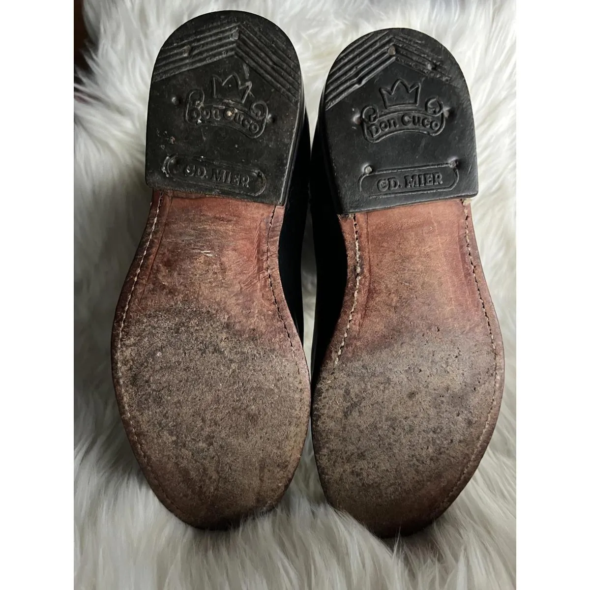 Ladies/Teens Black LeatherRoper Western Boots Size 6 - Image 4