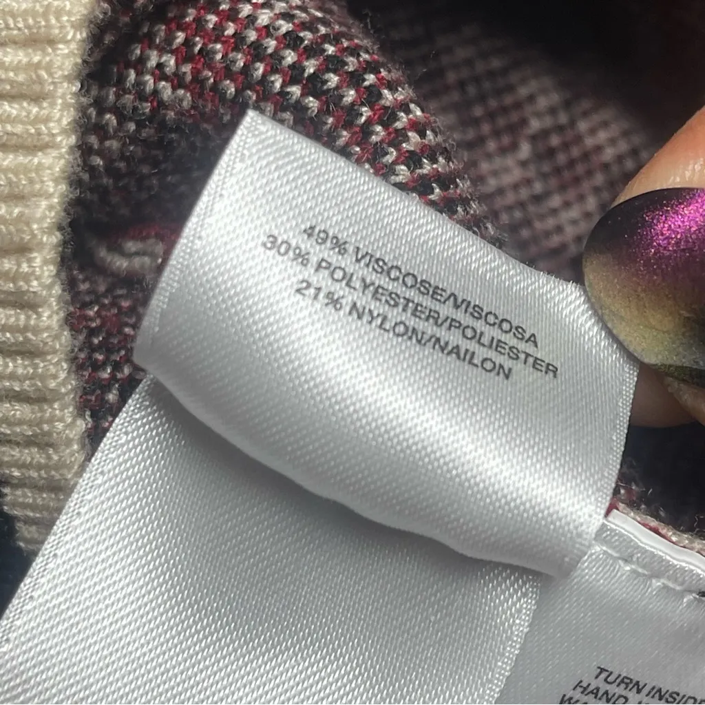 Anne Klein Jacquard chain detail houndstooth full-zip grandpa cardigan Sz XL - Image 9