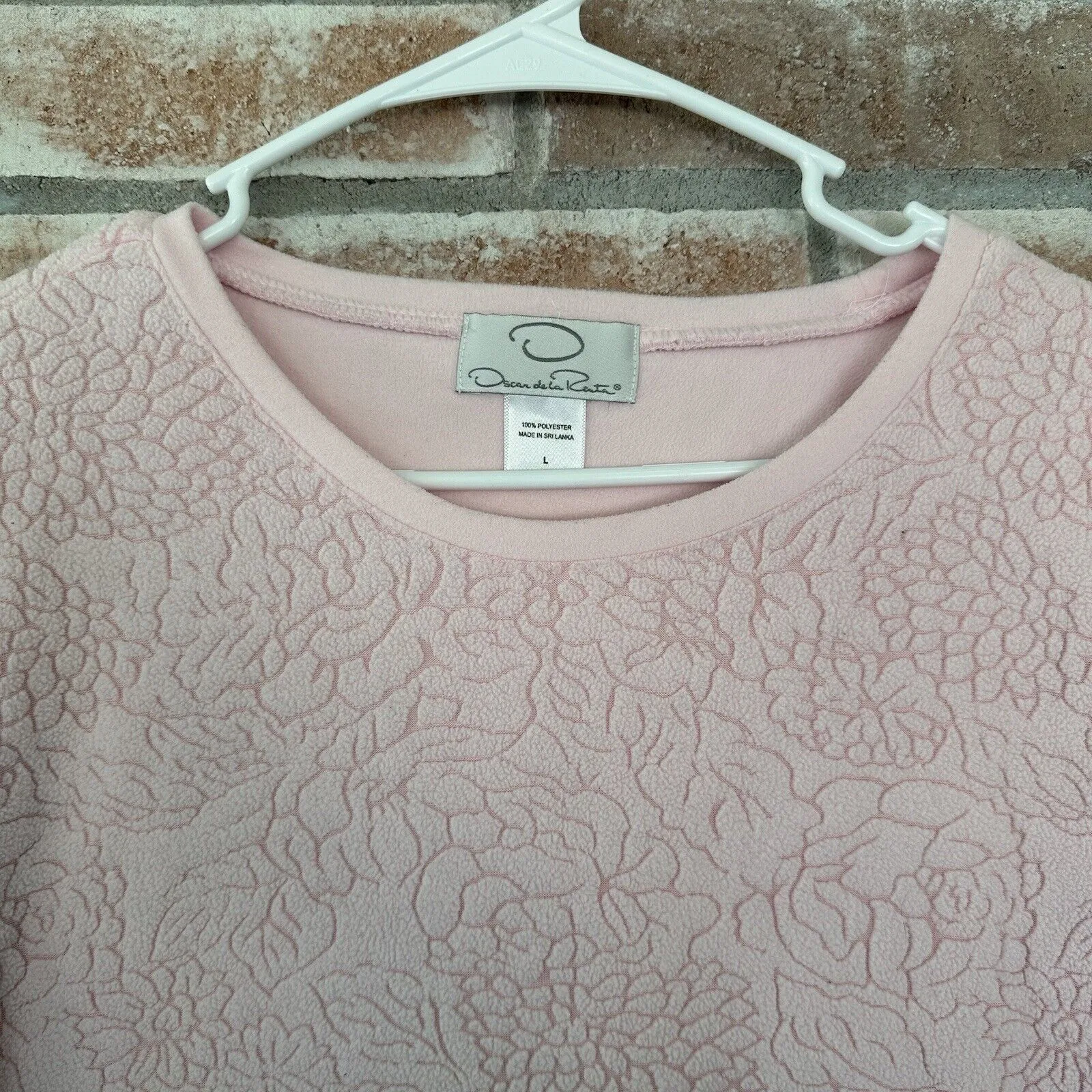 Vintage Oscar de la Renta Pink Floral Textured Sweater Large - Image 3