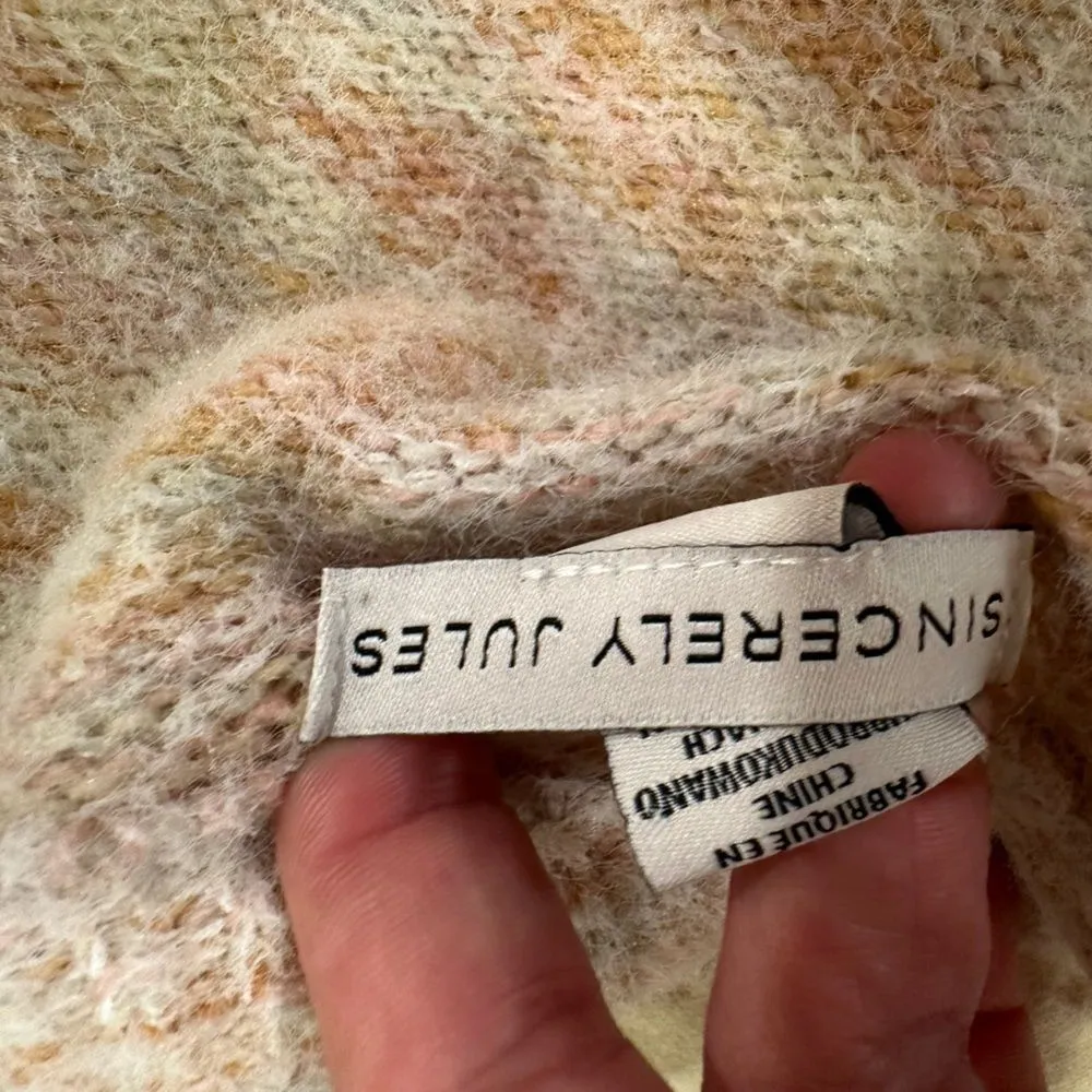 EUC Sincerely Jules Fuzzy Pink/cream Cropped Cardigan size M Pink Size M - Image 7