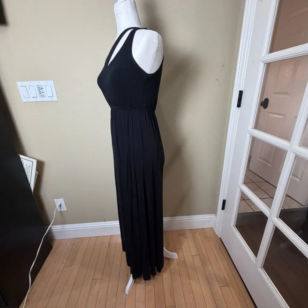 The Vanity Room Maxi Dress Black One Shoulder Cut Out Size Small Knit - Image 5