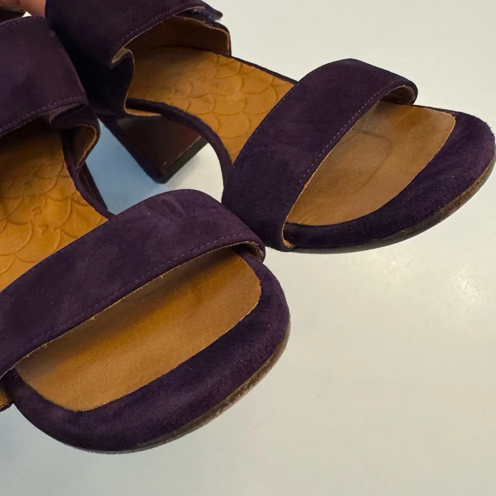 Chie Mihara Purple Sandal Heels EU 38.5 US 8.5 Block Heel Leather Anthropologie Size 7.5 - Image 10