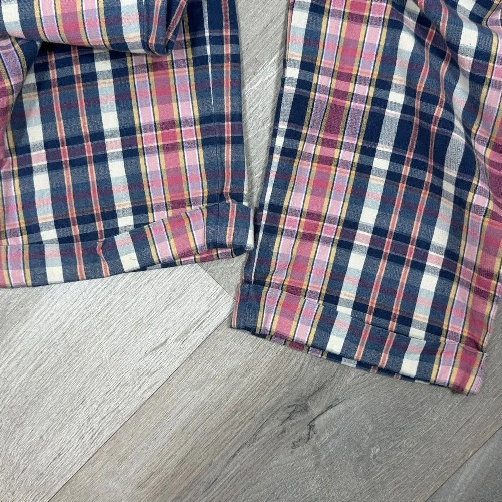 Ralph Lauren Sport Plaid Cuffed Crop Trousers Pants Pink Blue 14 Preppy Golf - Image 6
