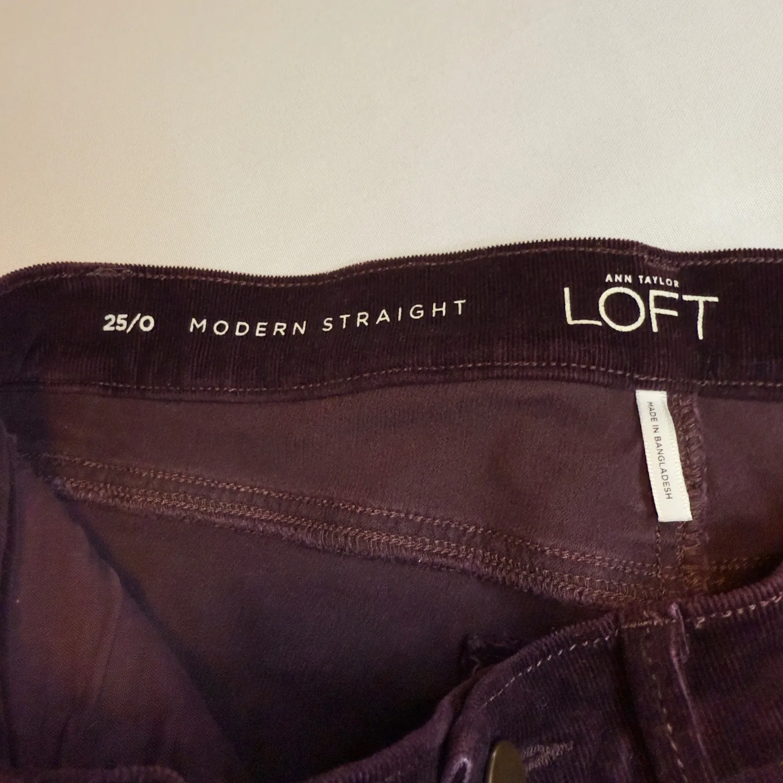 Ann Taylor LOFT Modern Straight Corduroy Pants Burgundy Sz 0/25 Workwear Career - Image 7