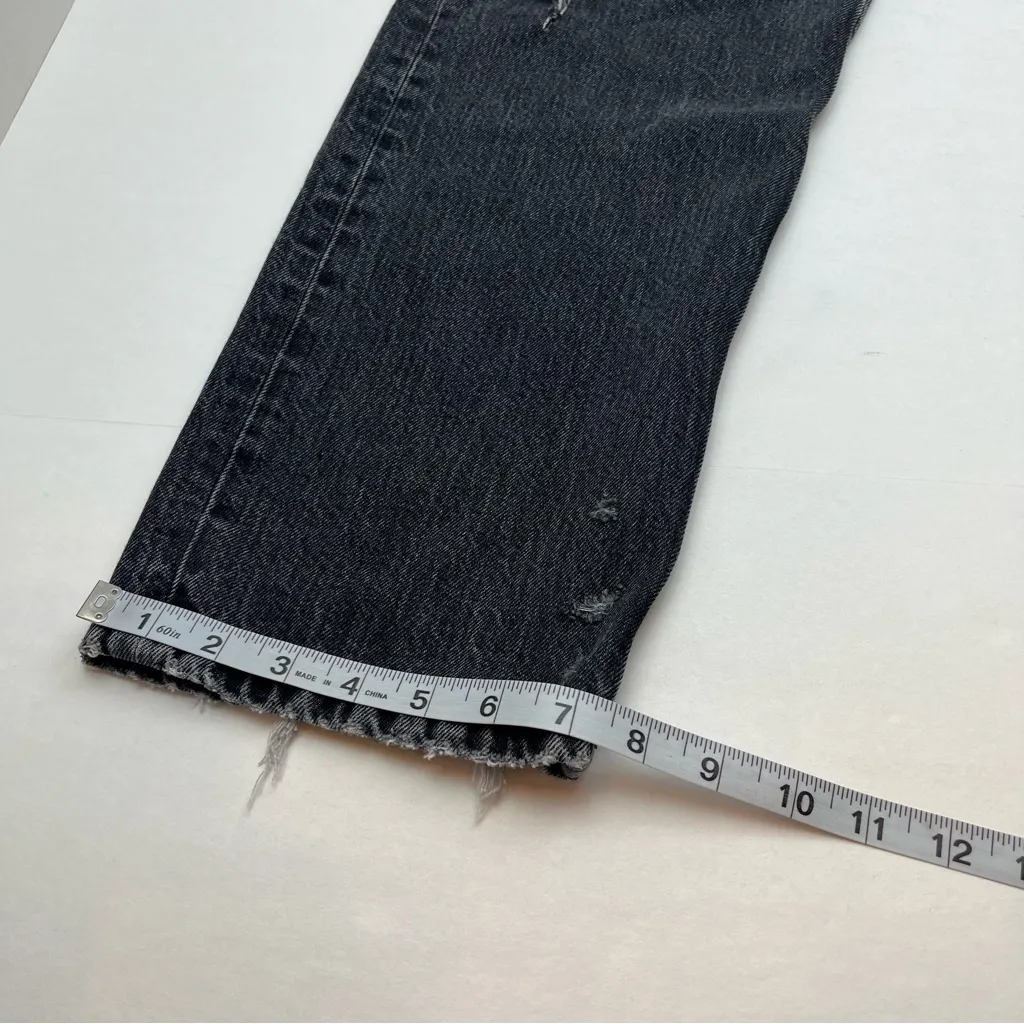 Etica‎ Rhea Mid Rise Straight Distressed Faded Black Denim Jean Womens Size 29 - Image 11