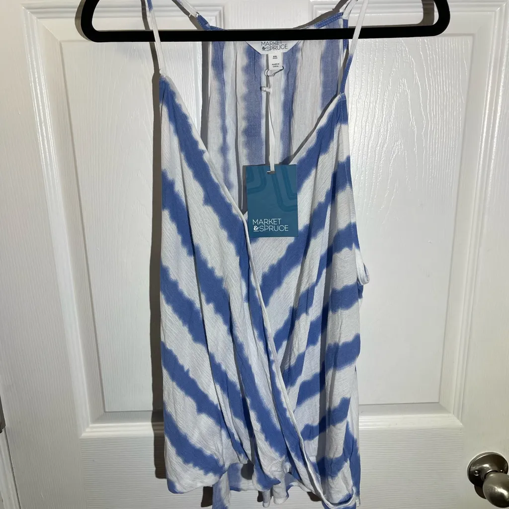 Market & Spruce Stitch fix Women’s Blue/White Rayon Top Size XXL NWT - Image 3