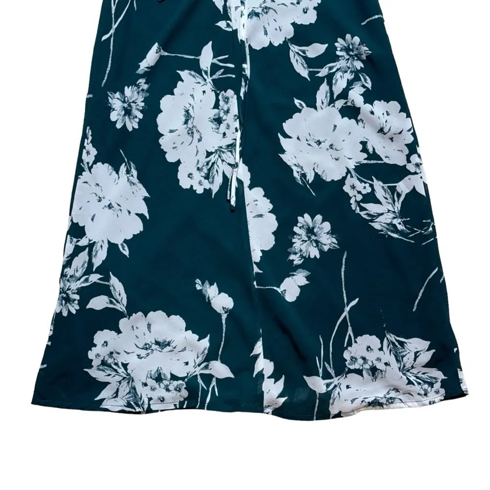 Lulu’s Flirtatious Essence Emerald Green Floral Lace Up Midi Dress US XS - Image 9