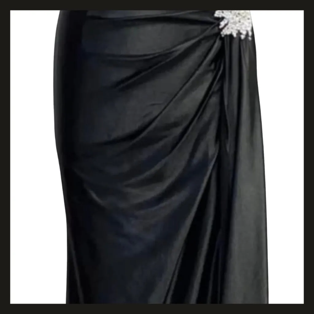 Sherri Hill 55367 BLACK Beaded Off Shoulder Evening Gown SZ 10 Prom Pageant EUC - Image 5