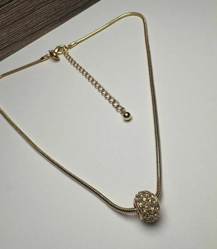 Joan Rivers Soft Brown Champagne Rhinestone Pendant Gold Tone Chain Necklace - Image 6