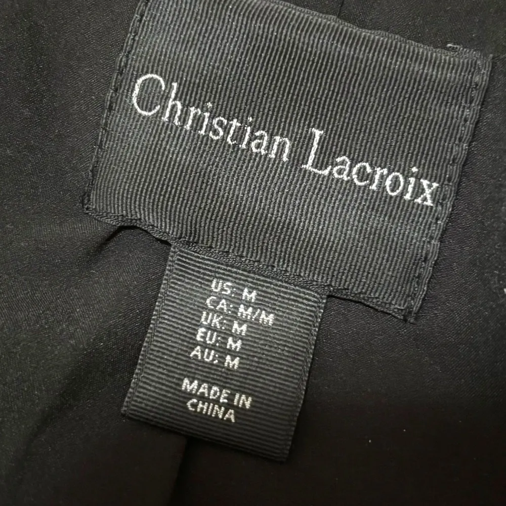 Christian Lacroix Black Button Front Crocodile Trim Tweed Boucle Jacket - Medium - Image 8