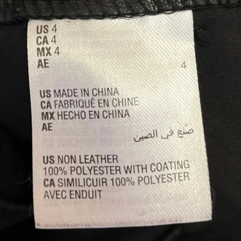 Bar III Black Faux Leather Vegan High Waisted Tapered Jogger Trouser Pants Sz 4 - Image 5