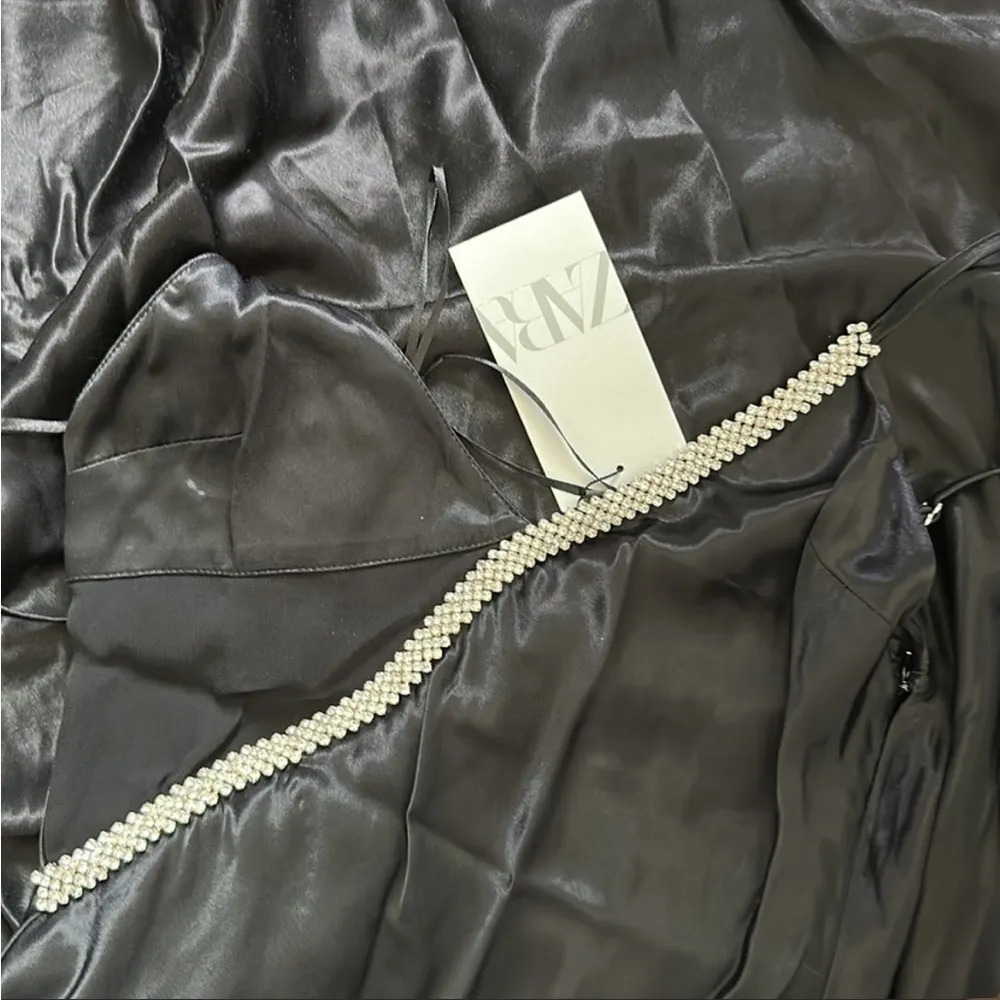 NWT ZARA SATIN EFFECT RHINESTONE DRESS Small - Image 3