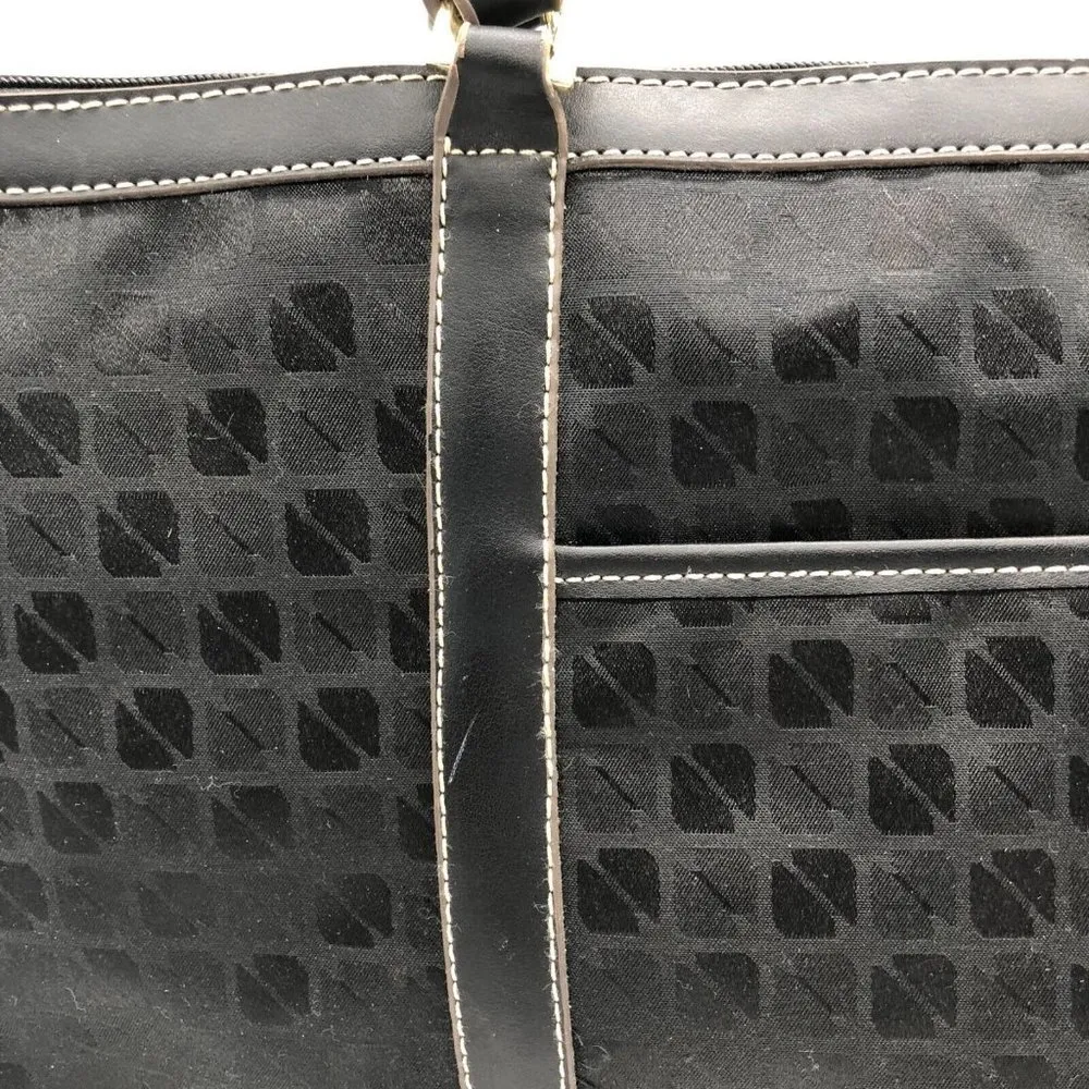 Merona Handbag Large Shoulder Bag Fabric Geometric Zip Closure Black - Image 3