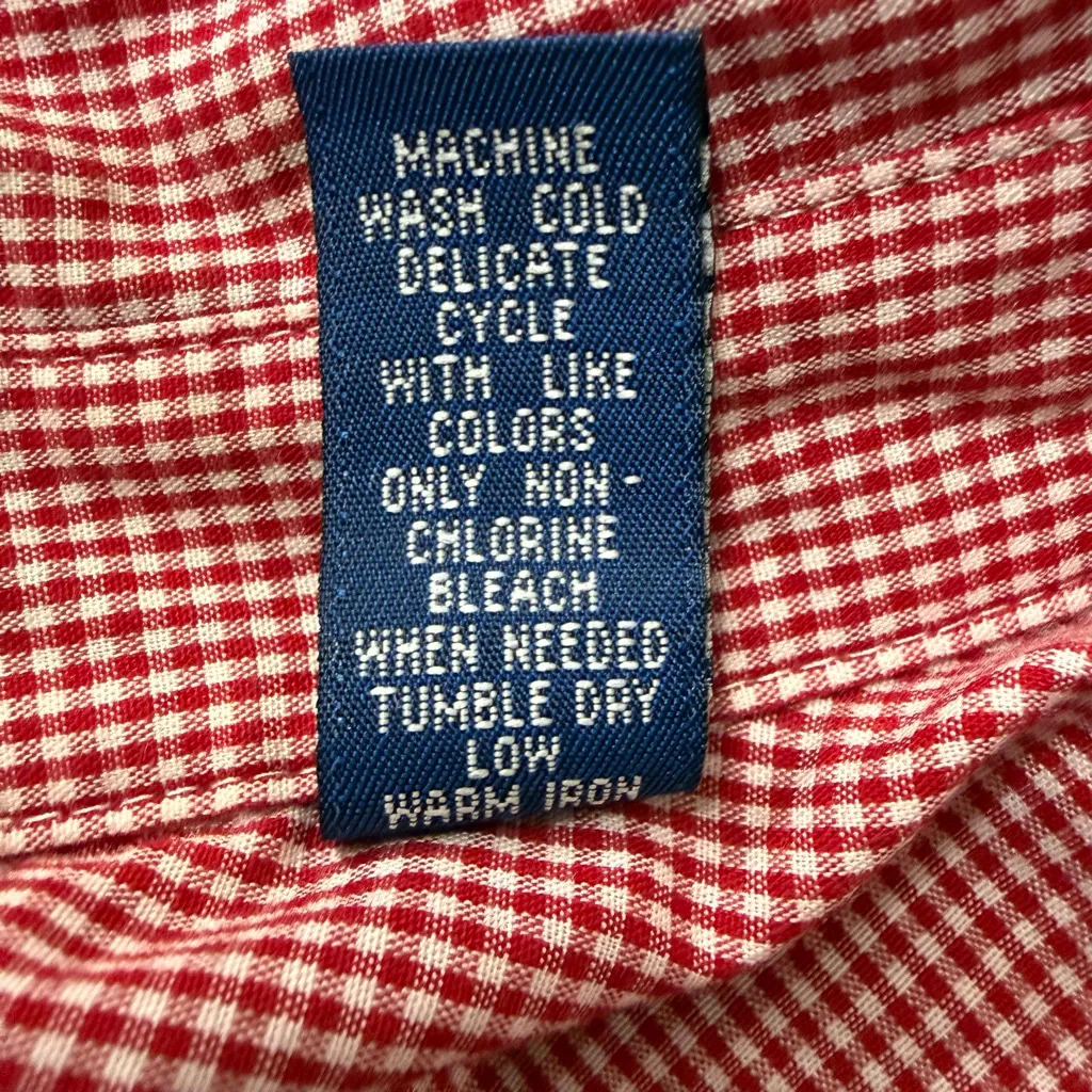 Karen Scott II Red Gingham Christmas Embroidered Button Down Shirt Size 1X - Image 9