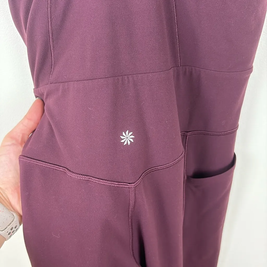 Athleta Salutation Bodysuit Women’s Size Large Maroon Yoga Active Pocket Stretch - Image 9