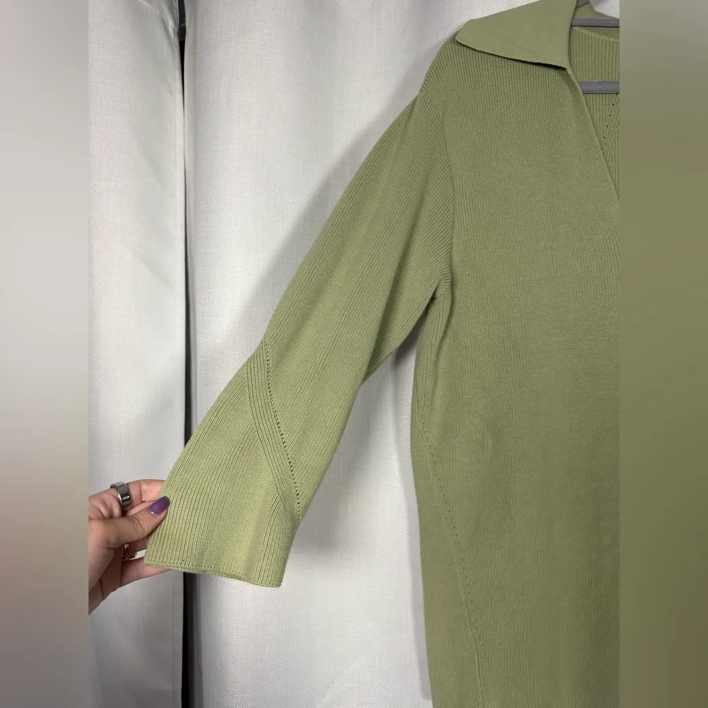 Rag & Bone Sweater Amy Ribbed Sage Green Oversized Collared Sweater Small - Image 6