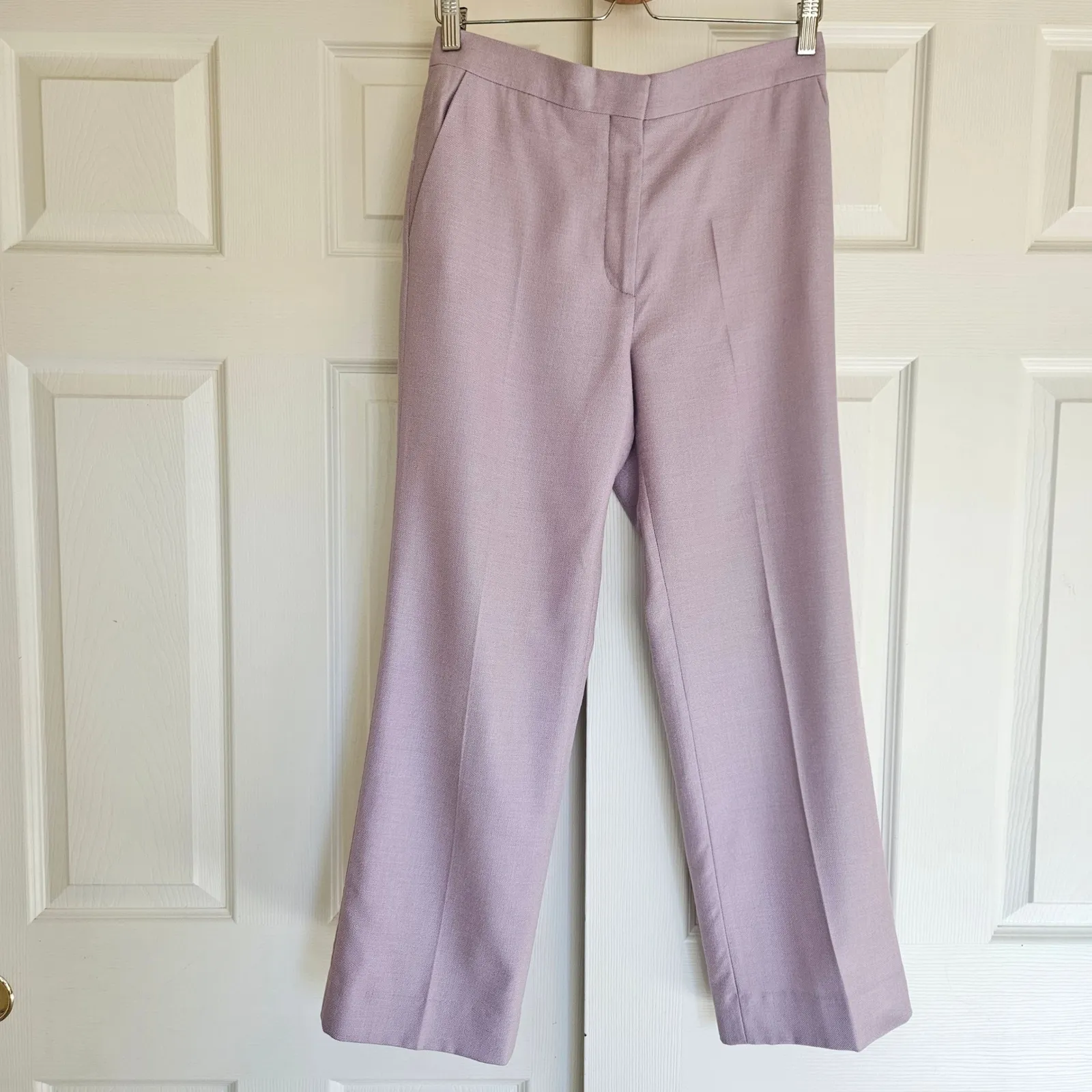 ST. JOHN Silk Wool Blend Cropped Pants Slacks Lilac Purple Size 4 - Image 10