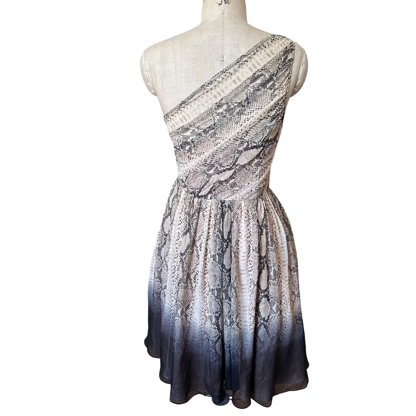 Tracy Reese  Silk One Shoulder Frock Dress in Dip Dye Python Size 6 - Image 5