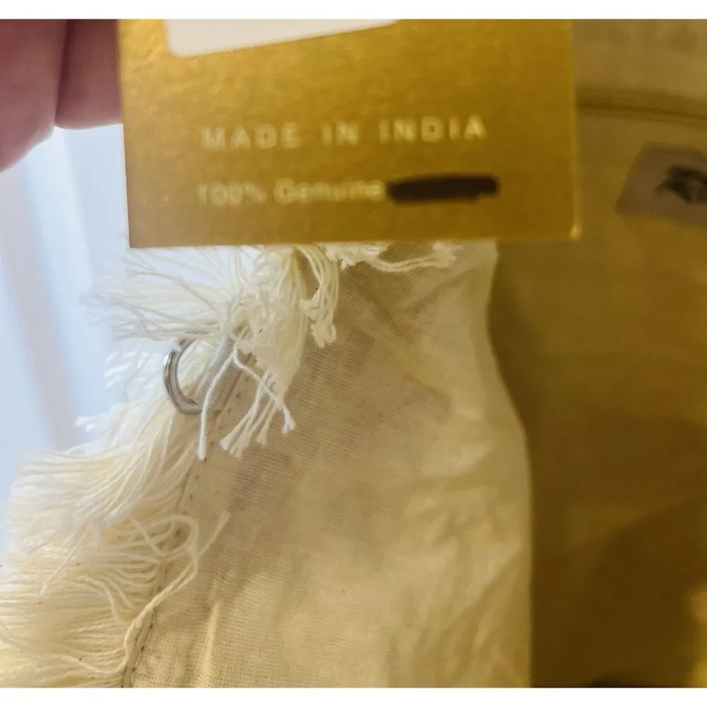 Anthropologie RAJ Mauve Tote Bag Boho Hippie Leather Fringe Pink - Image 7