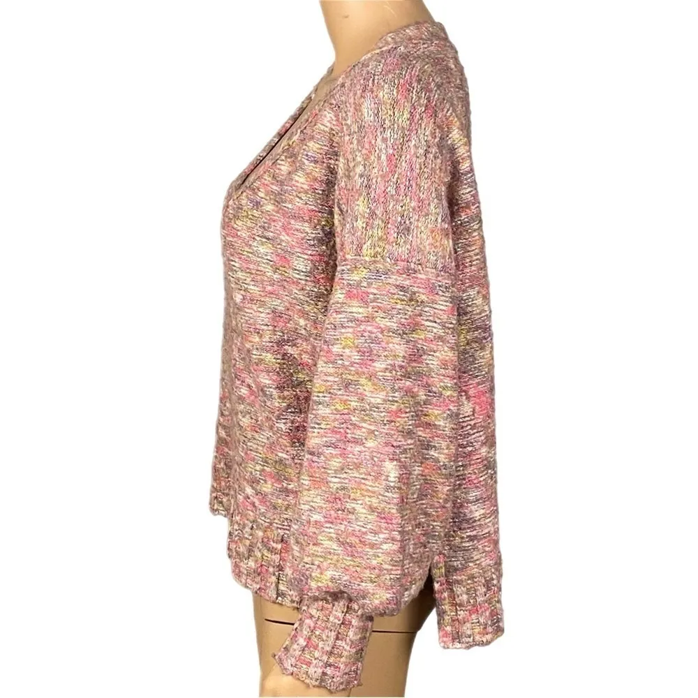 PILCRO/ANTHROPOLOGIE “Deep V Sweater” in color “Spacedye Combo”. Size Small. EUC Pink - Image 7