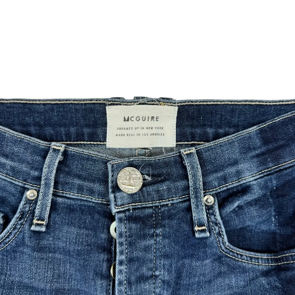 Anthropologie McGuire Vintage Mid-Rise Cropped Raw Hem Jeans Two Tone Denim 26 - Image 6