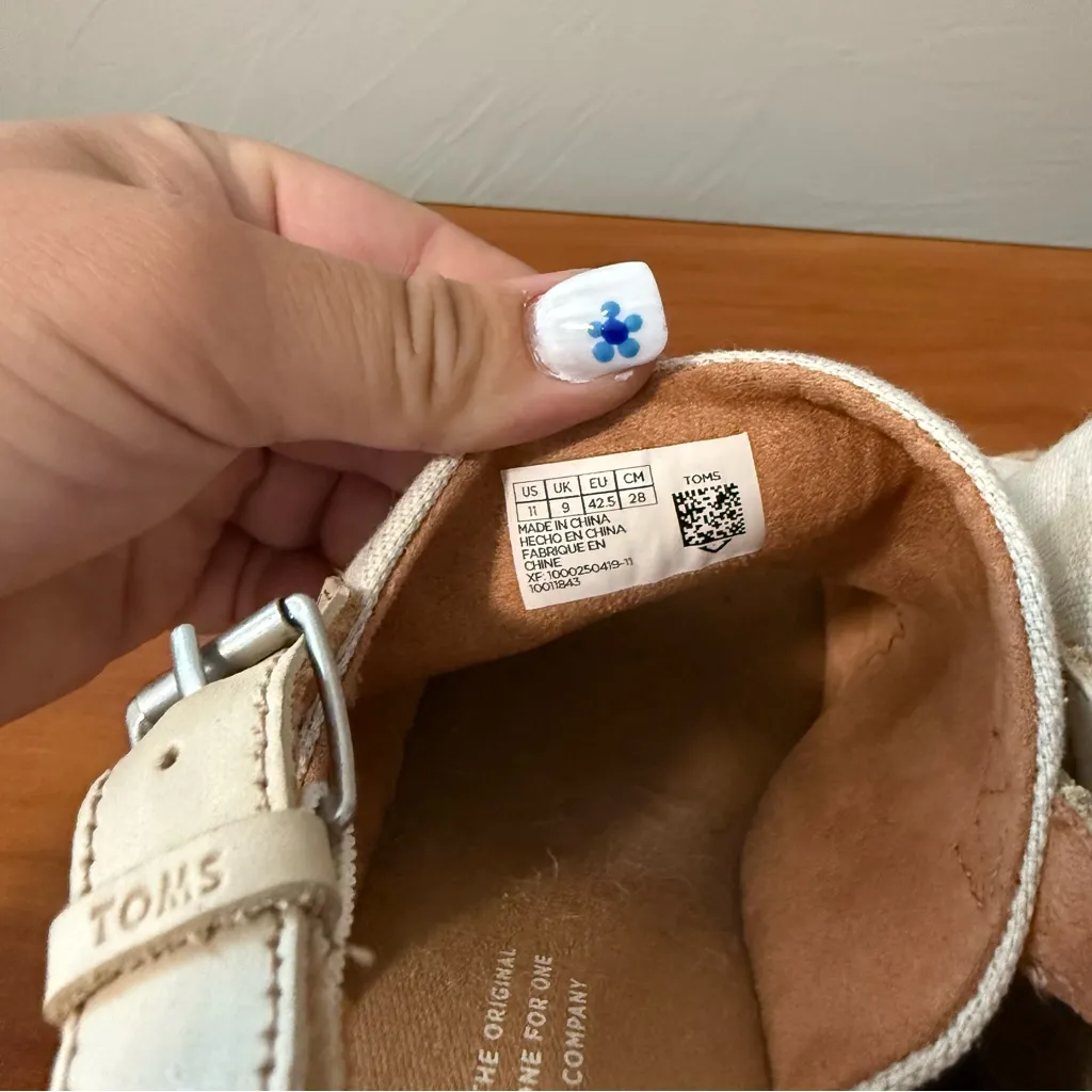 Toms Monica Espadrille Wedge Canvas Peep Toe Slingback Sandal‎ Natural Oxford 10 - Image 7