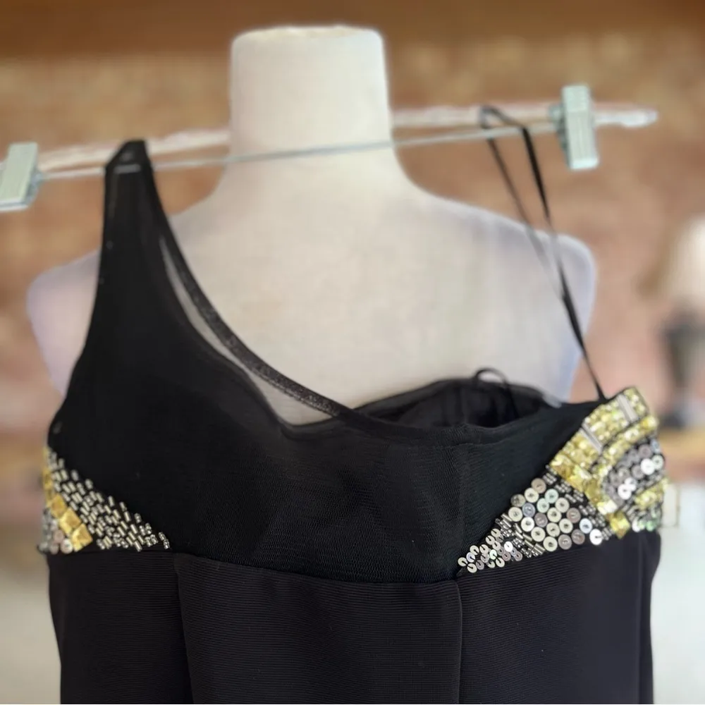 Dave & Johnny Black One Shoulder Sequin Bodycon Mini Cocktail Dress 5/6 - Image 9