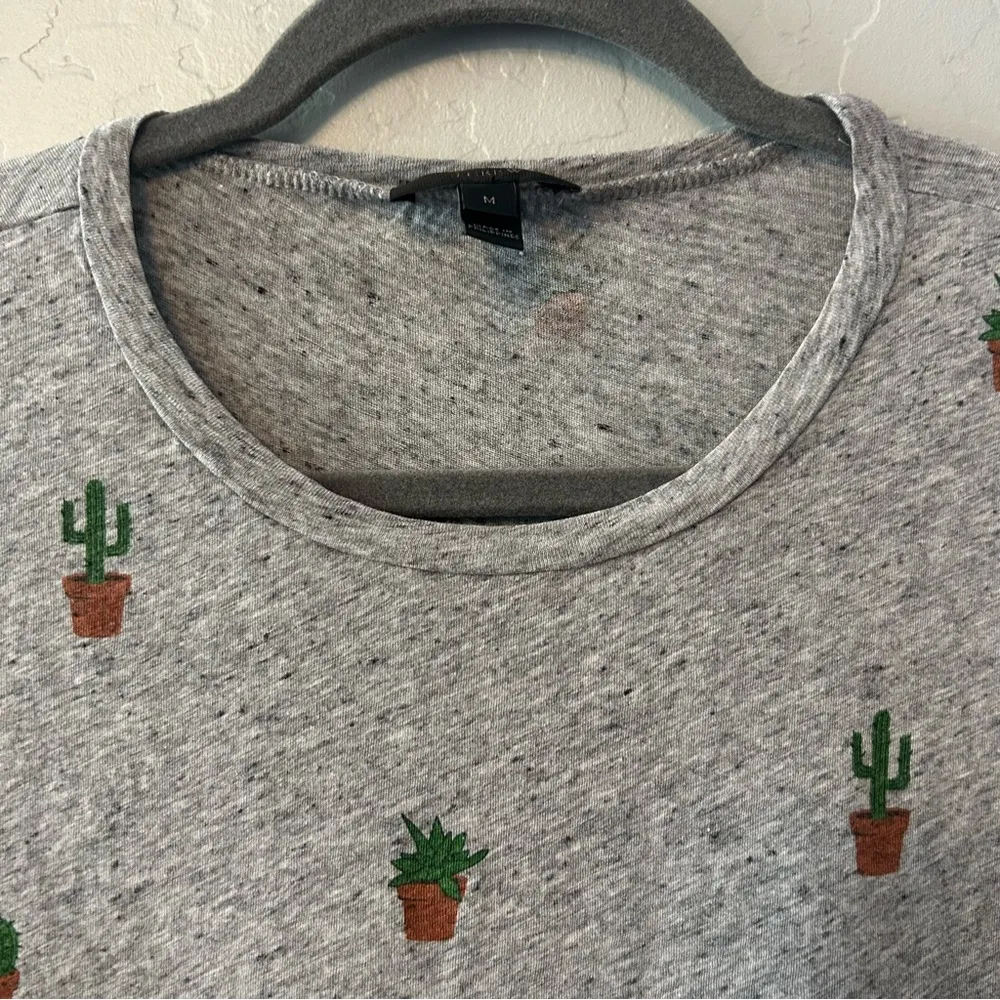 J. Crew gray slub knit cactus succulent print Crewneck T-shirt size medium - Image 15