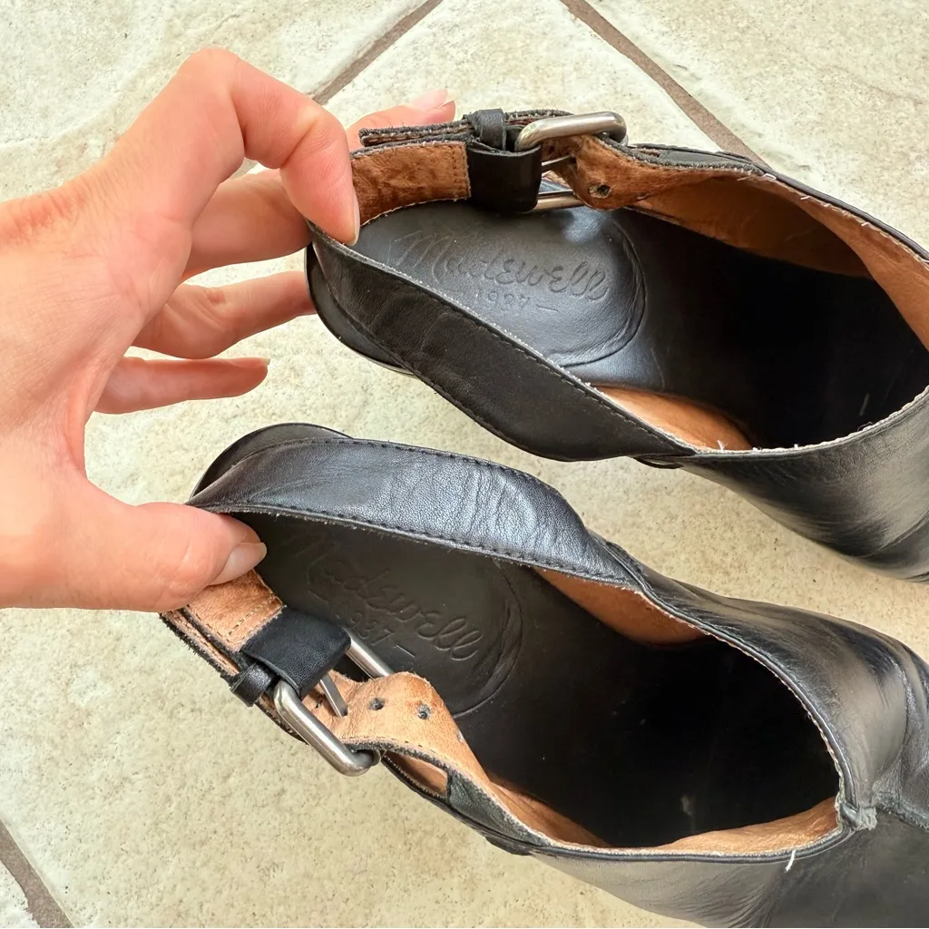 Madewell  Black Leather Edmund Slingback Ankle Strap Heeled Clogs 6.5 - Image 7