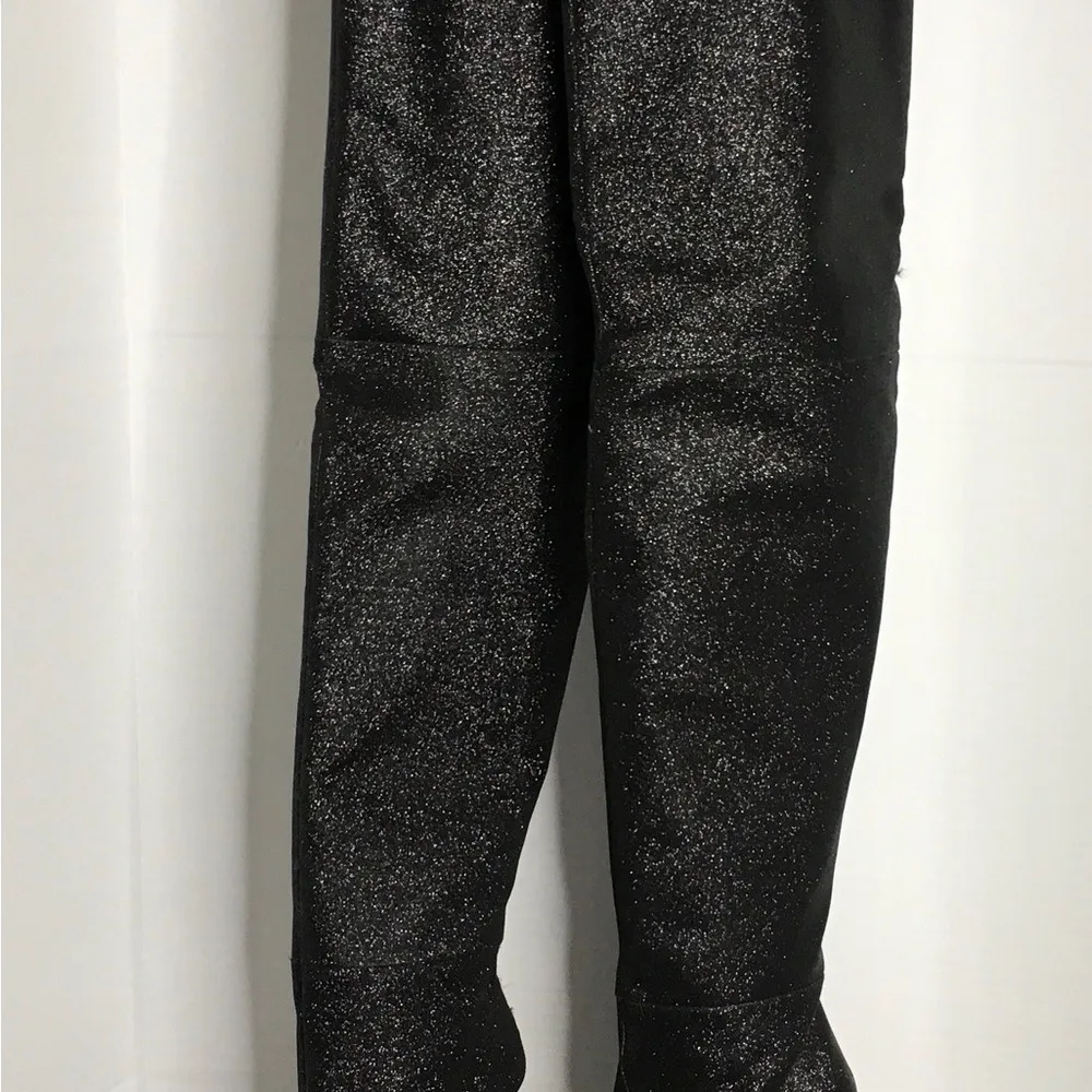 Good American Boots Women Sz 4 Blck Glitter Thigh‎ Kardashian GA173G-X $349 NIB - Image 7