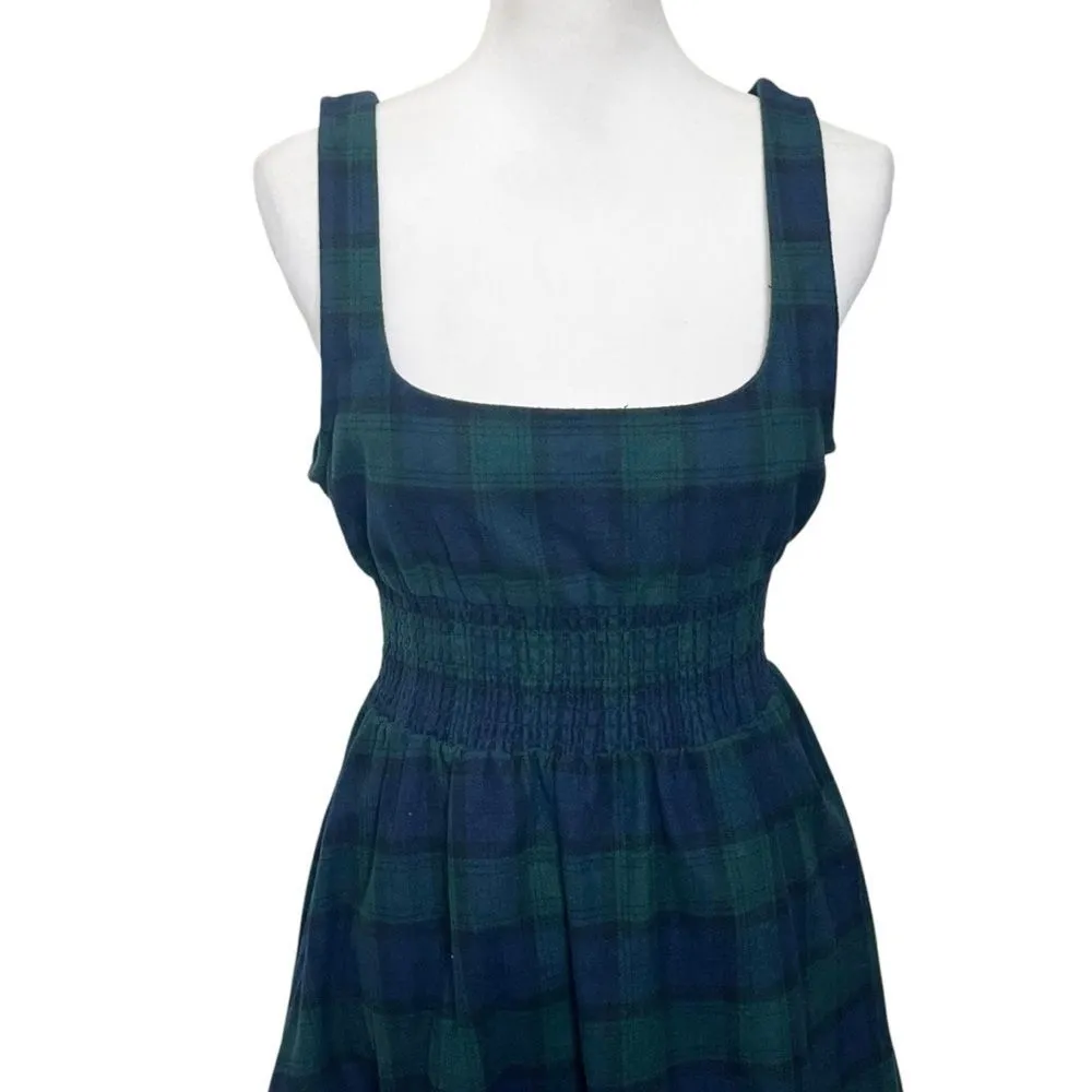 Hill House Cher Plaid Mini Dress Size Medium Green Tartan Classic Look Blue - Image 4