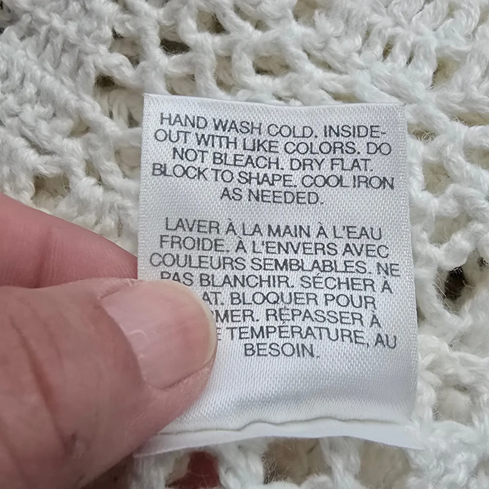 Crochet Tank Top Cream Sleeveless Drawstring Boho Bohemian Festival Small White - Image 7