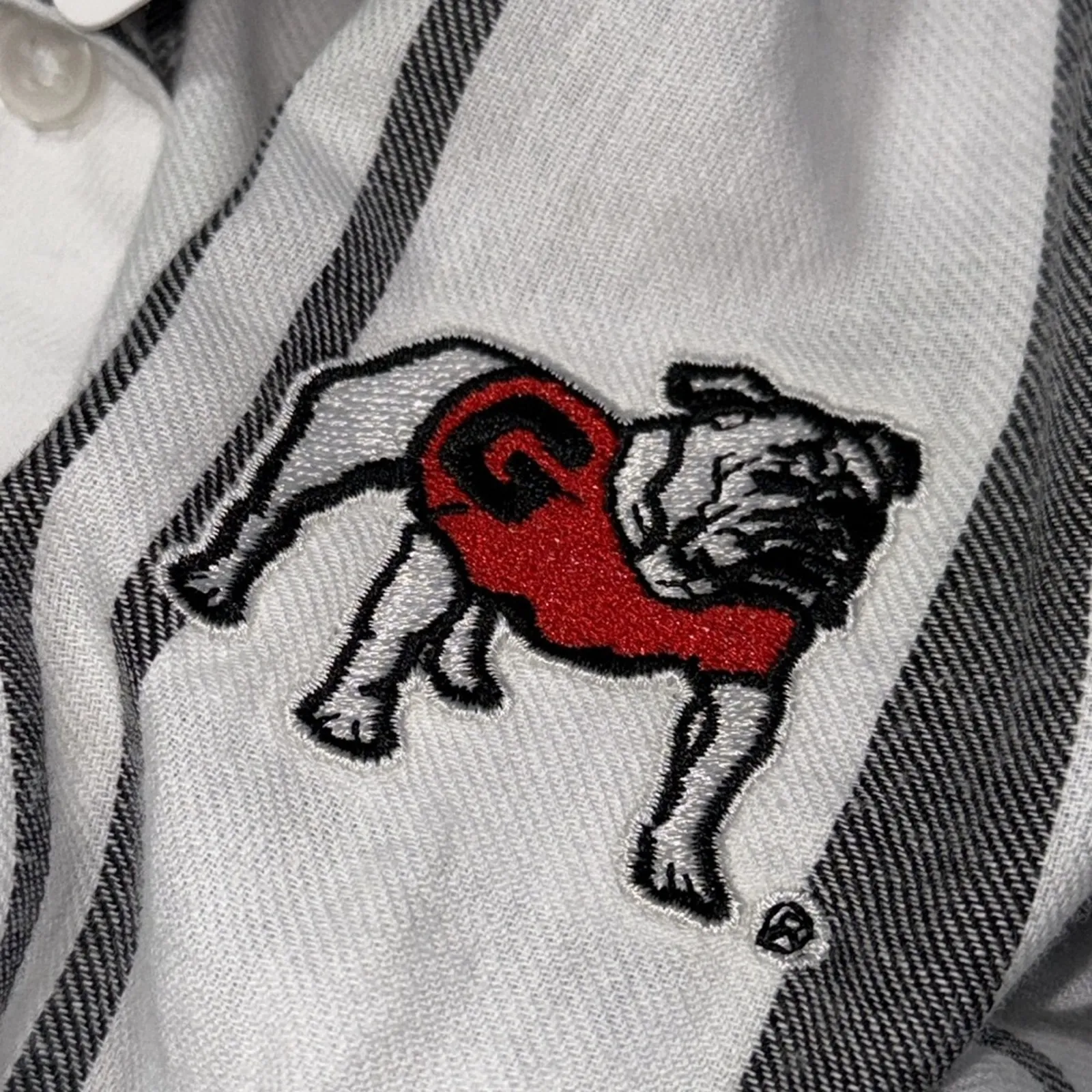 UGAPPAREL women’s size XL long sleeve striped button up hi low 3/4 sleeves DAWGS Gray - Image 2