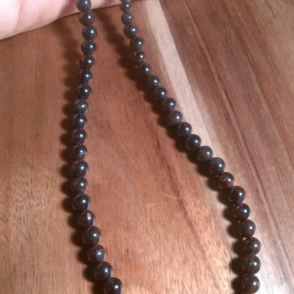 Mozambique Garnet Stainless Steel Beaded Necklace - Image 8