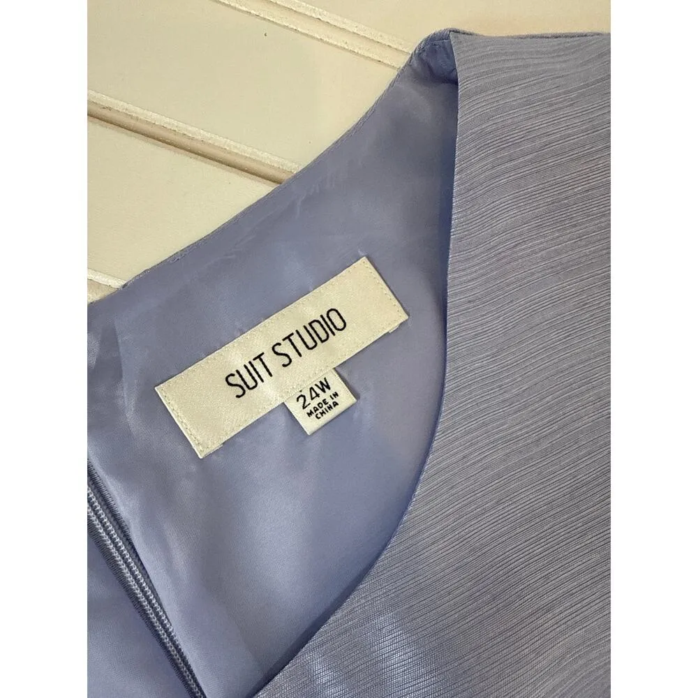 Suit Studio & Brylane Single Breasted Blazer & Satin Midi Shift Dress Bundle 24 Blue - Image 6